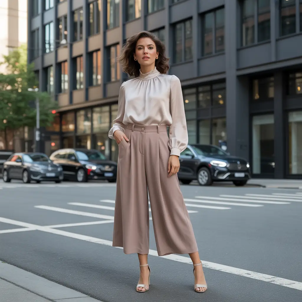 High-Neck Blouses with Culottes
