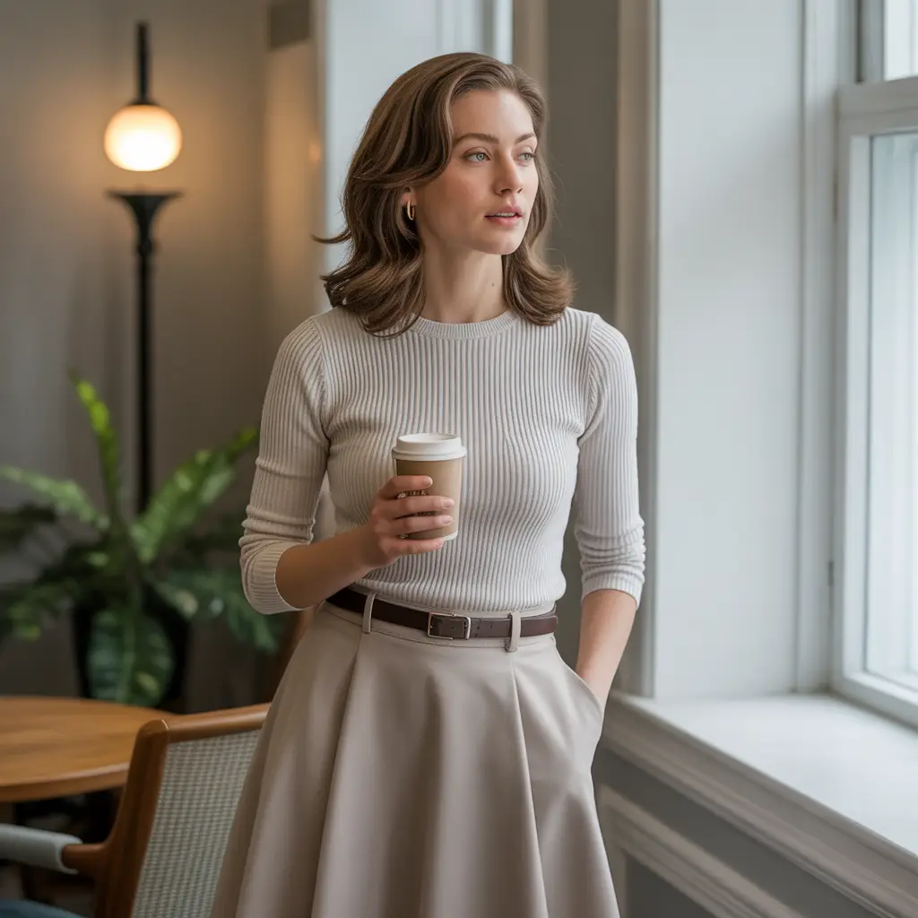 Knit Top and A-Line Skirt