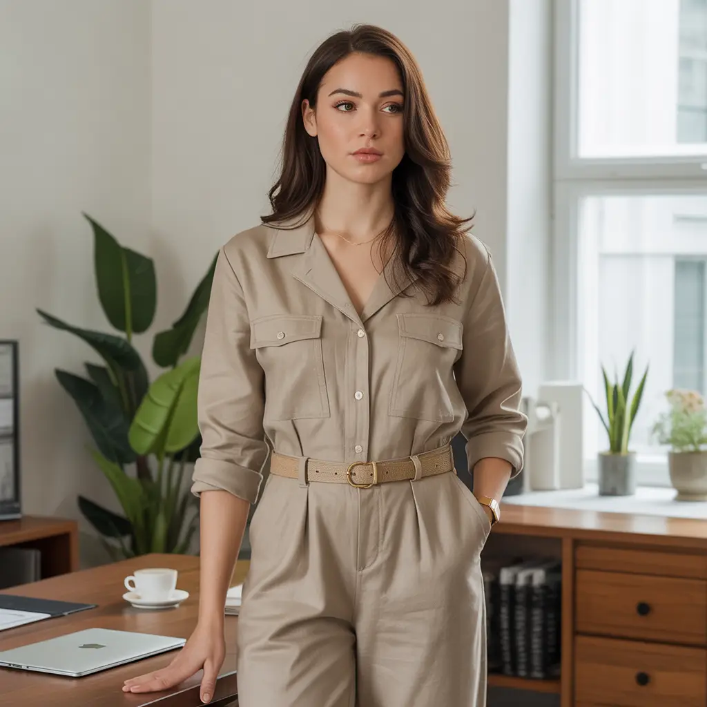 Lightweight Jumpsuit with Belt