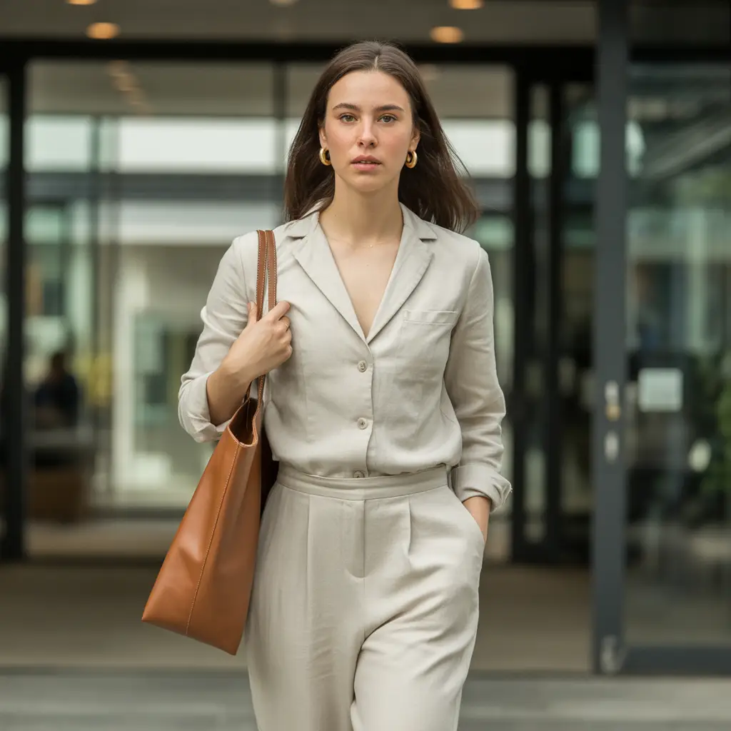 Linen Jumpsuit with Minimal Accessories