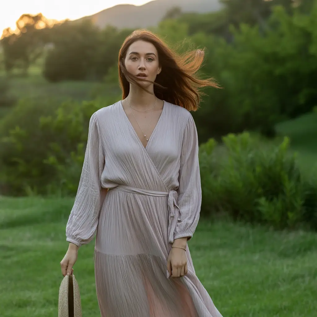 Long-Sleeve Maxi Wrap Dresses