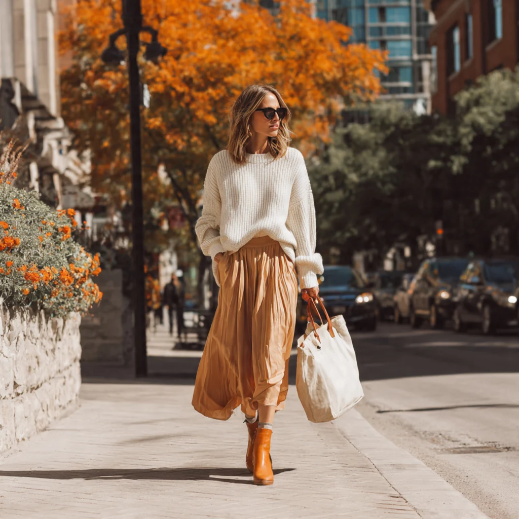 Midi Skirt with Lightweight Sweater