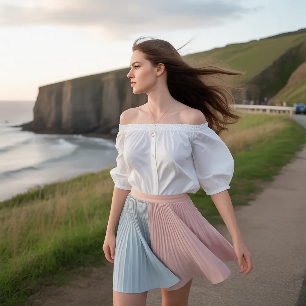 Off-Shoulder Top with A-Line Skirt