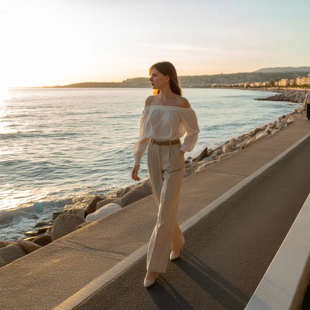 Off-Shoulder Tops with High-Waisted Pants