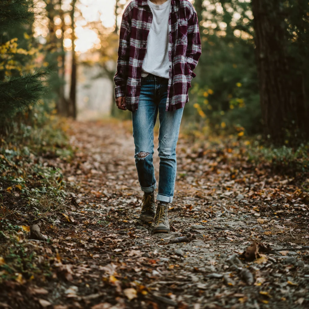 Oversized Flannel Shirt Layered Over a Tee