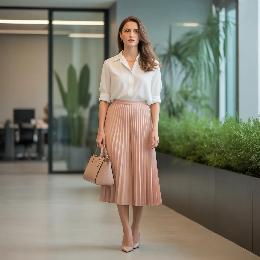 Pleated Skirt and Blouse Combo