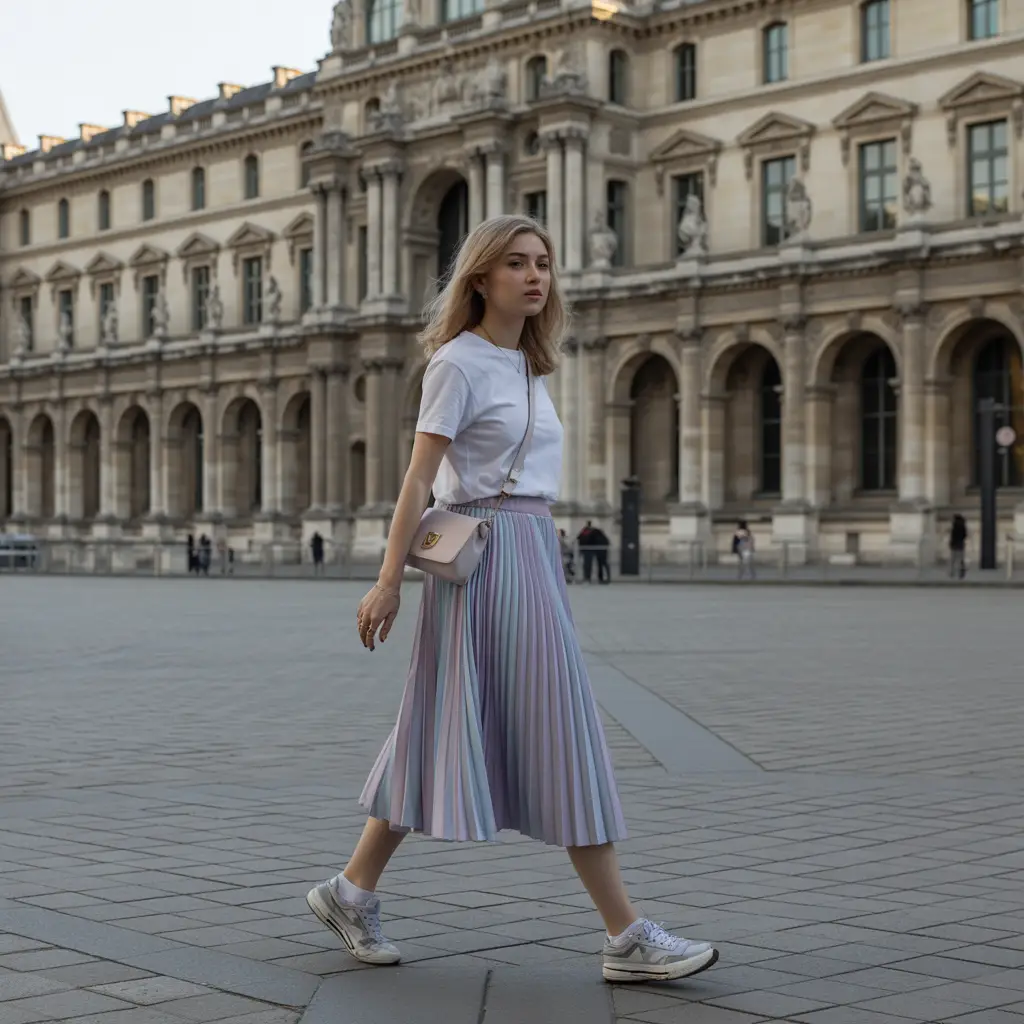 Pleated Skirts with Basic Tees