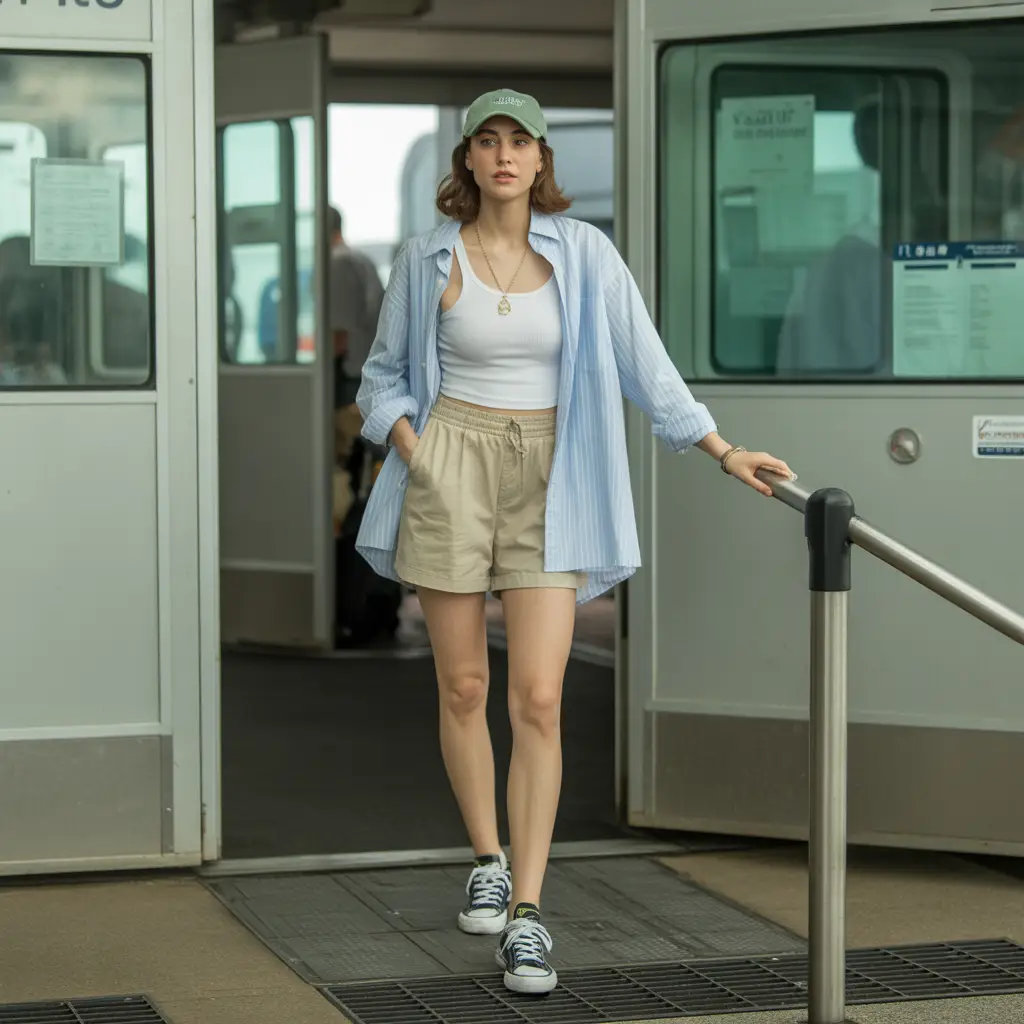 18 Best Airport Summer Outfits for Effortless Travel Style 8 Shorts and Layers