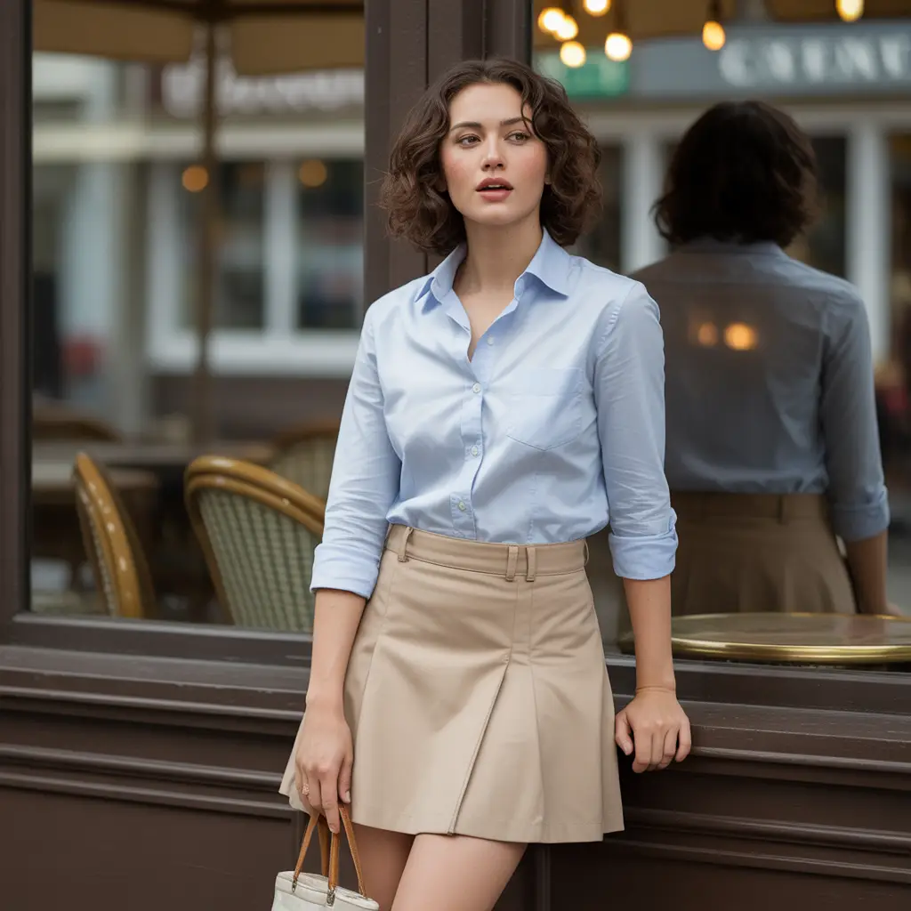 Skort with Button-Up Shirt