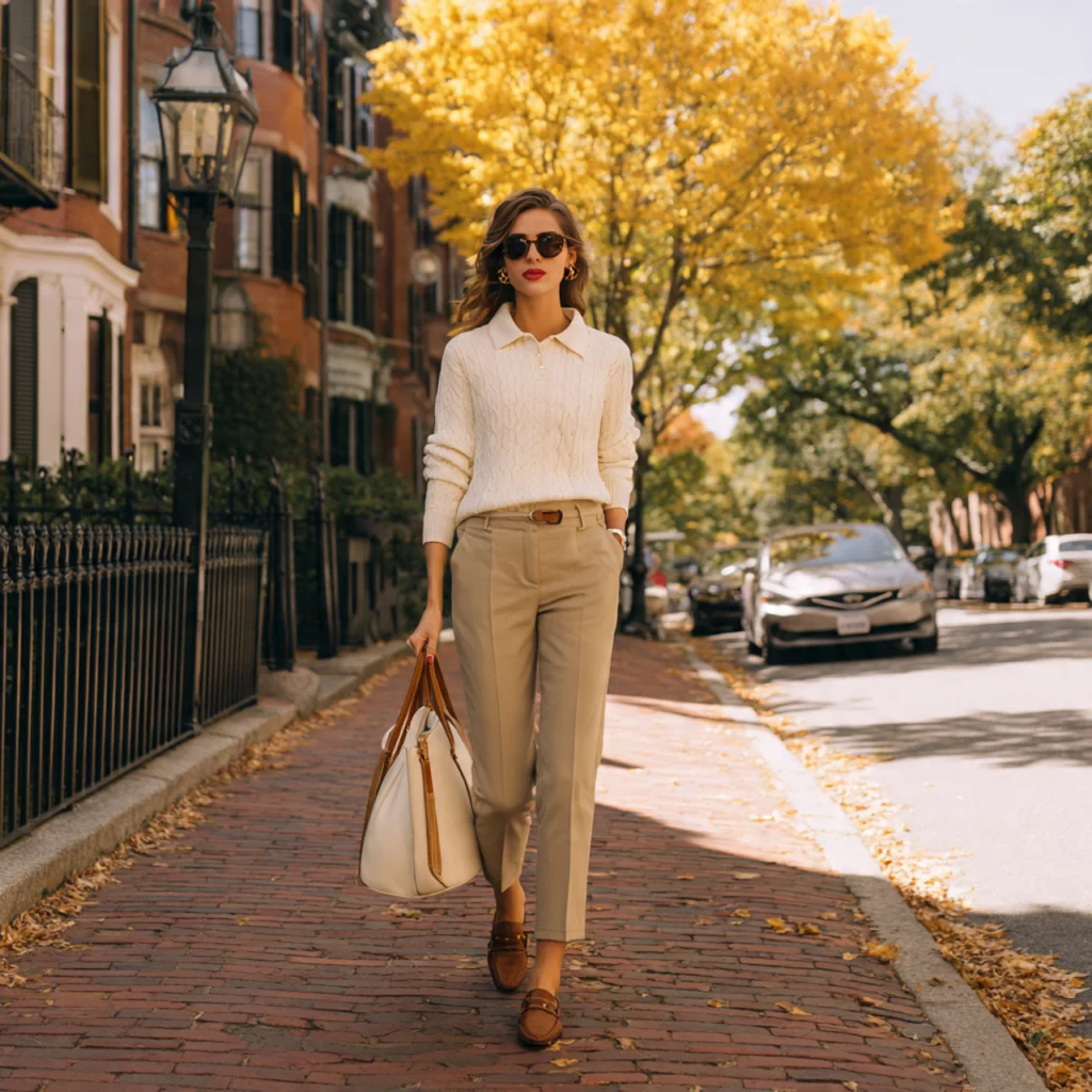 Sweater Polo, Khakis and Loafers
