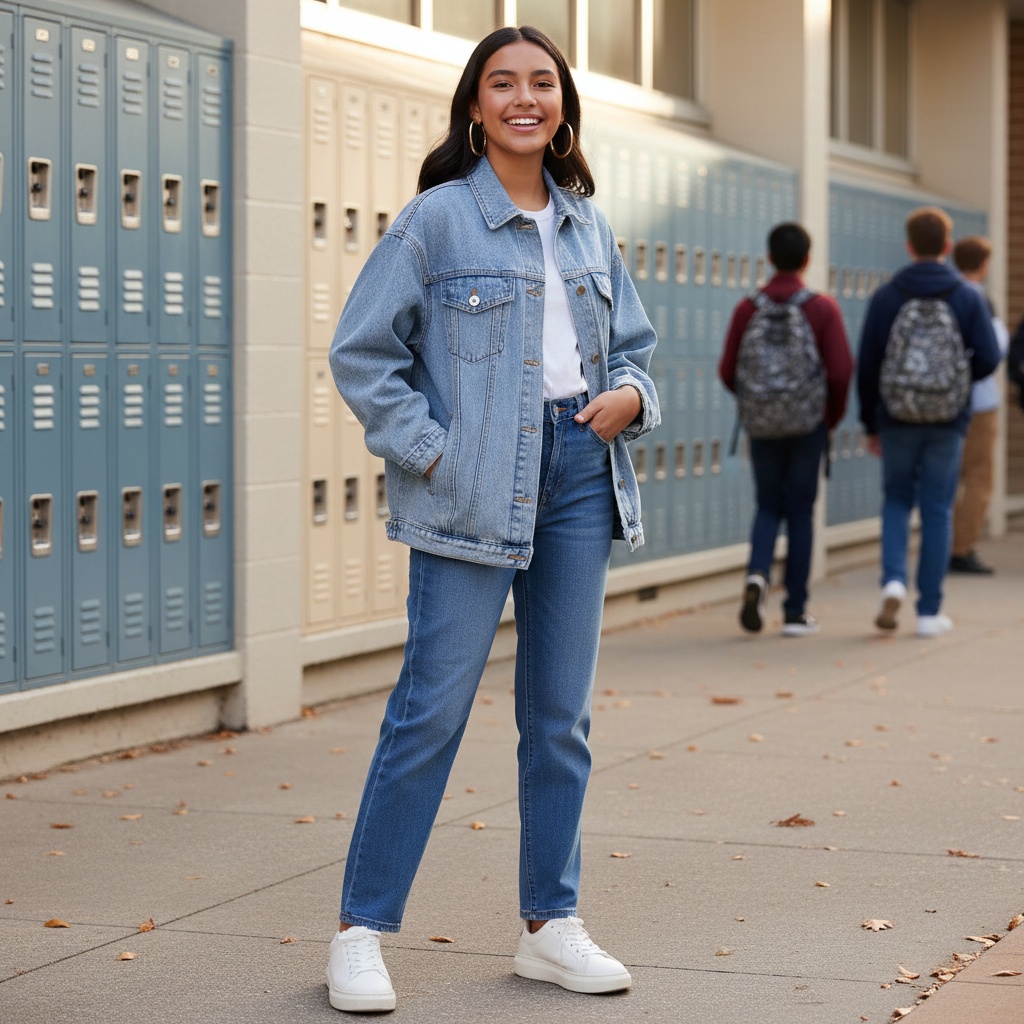 Latina Back to School Outfits: 21 Stylish Looks to Slay Every Classroom 1 Denim on Denim Magic