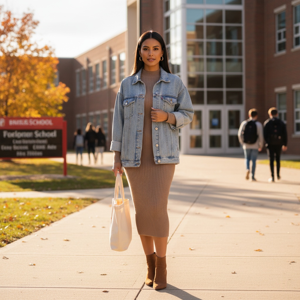 Latina Back to School Outfits: 21 Stylish Looks to Slay Every Classroom 10 Soft Knit Dress Aesthetic