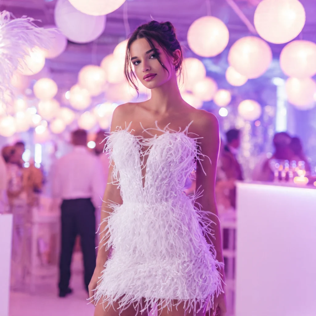 All White Party Outfits With Fringe or Feathers