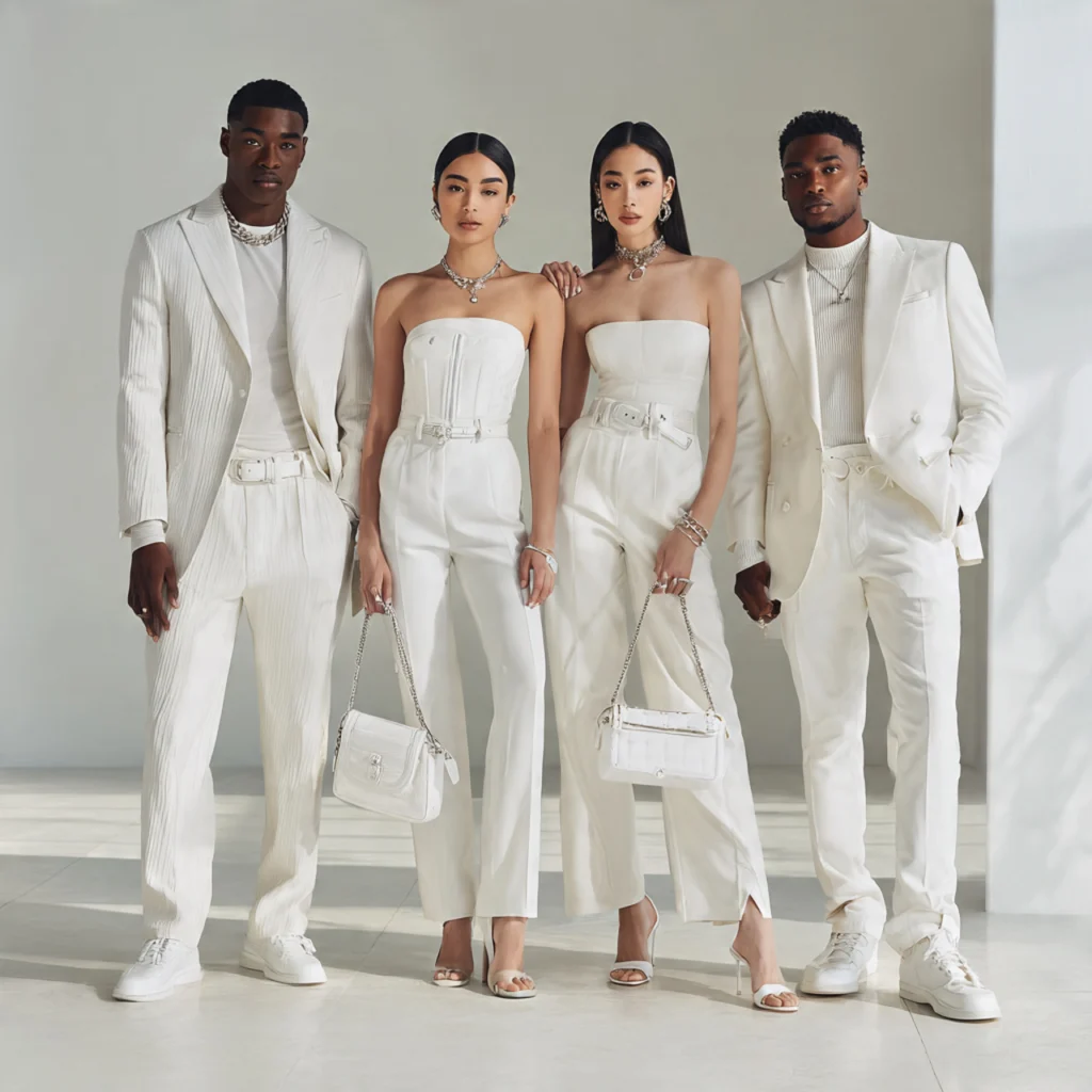 All White Party Outfits With Monochrome Accessories