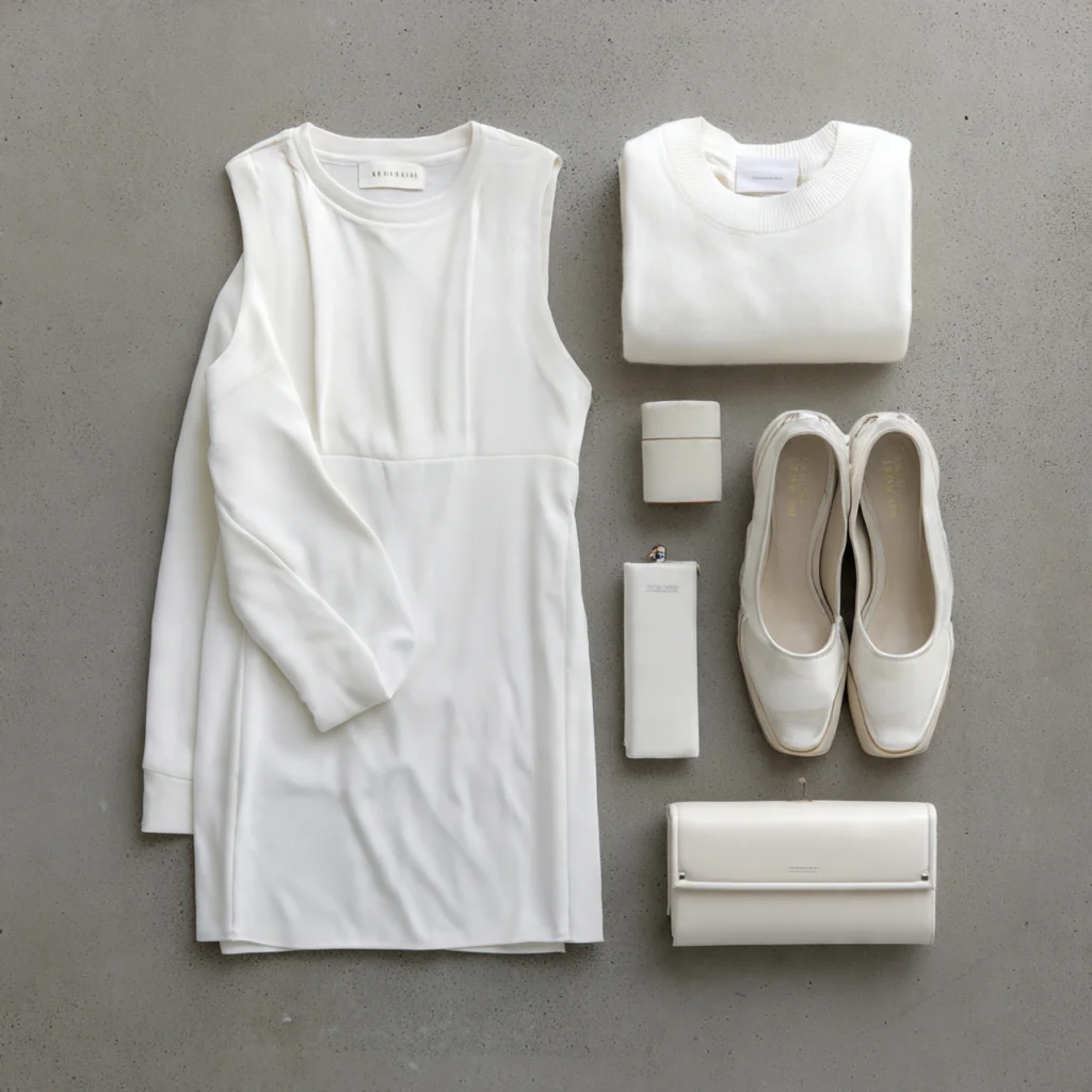 All White Party Outfits With Monochrome Double-Layer