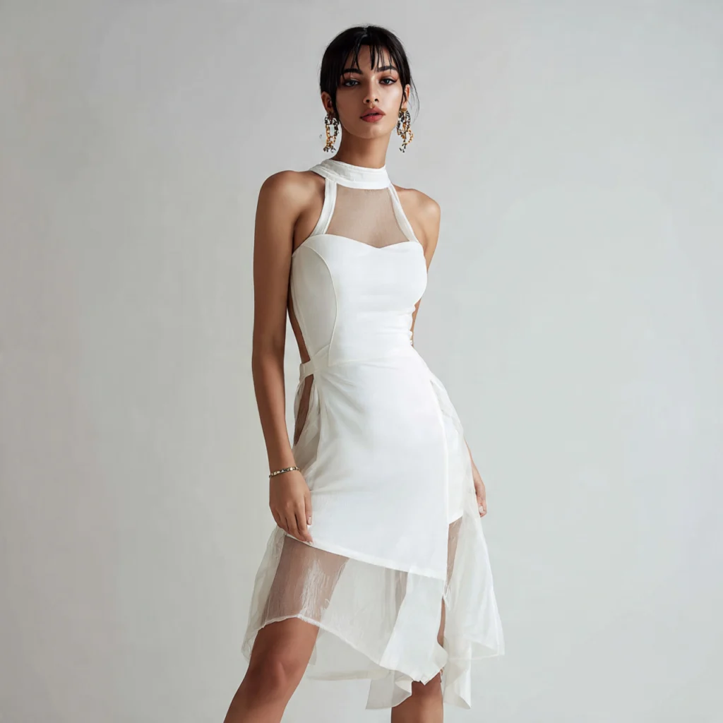 All White Party Outfits With Sheer Panels