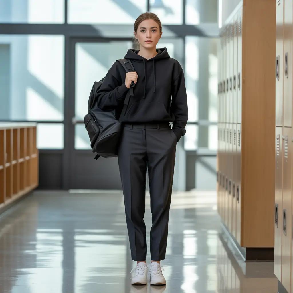 Back to School Outfits Highschool Black – Black Hoodie With Dress Pants