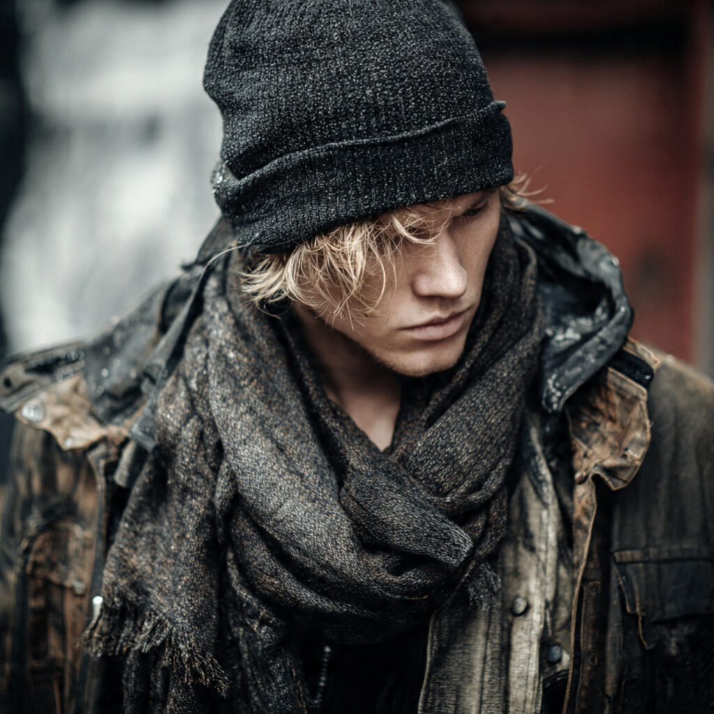 Beanies and Scarves in Layered Grunge Outfit Ideas