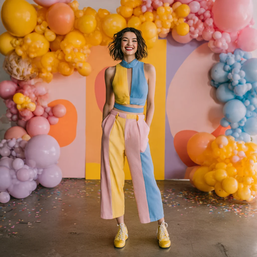 Birthday Party Outfits: Bold Color Blocking Ensemble