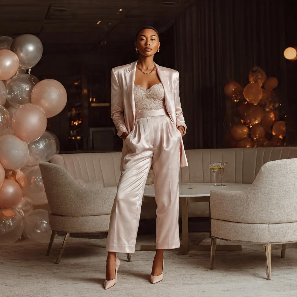 Birthday Party Outfits: Tailored Suit with Statement Top