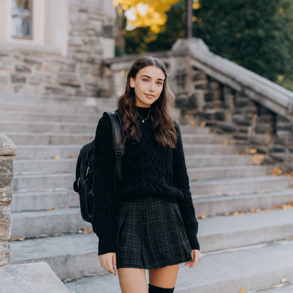 Black Back to School Outfits with Bold Patterns—but Black-based