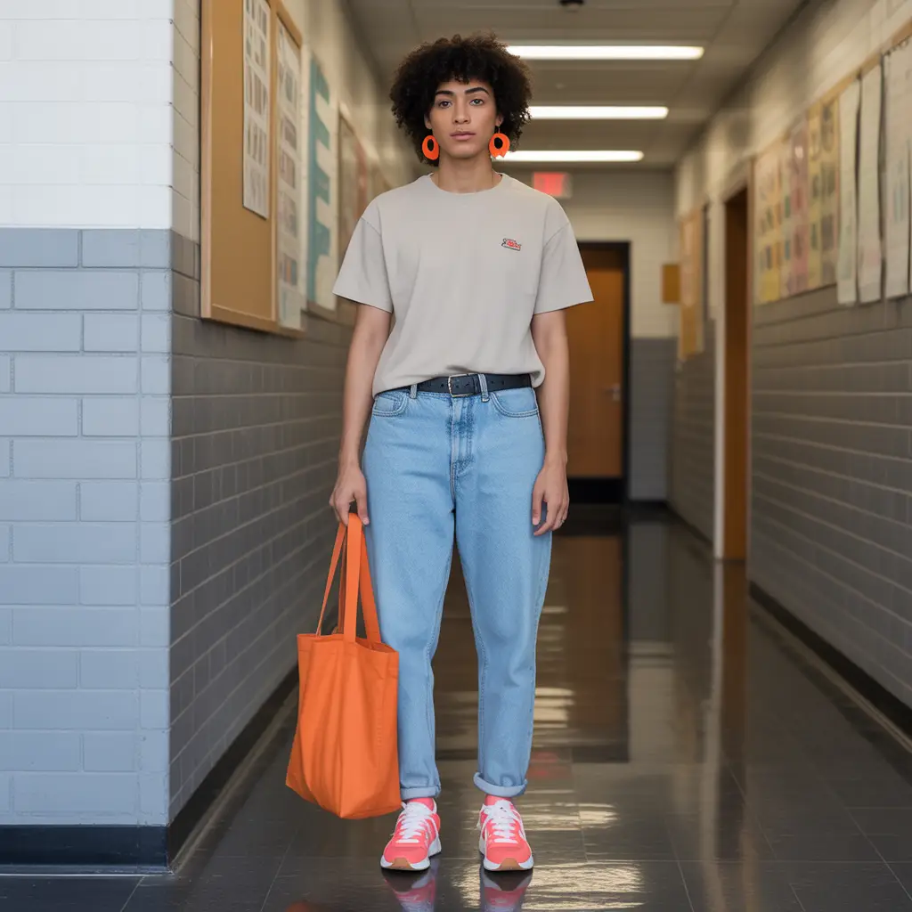 Bold Accessories with Simple Basics Back to School Outfits