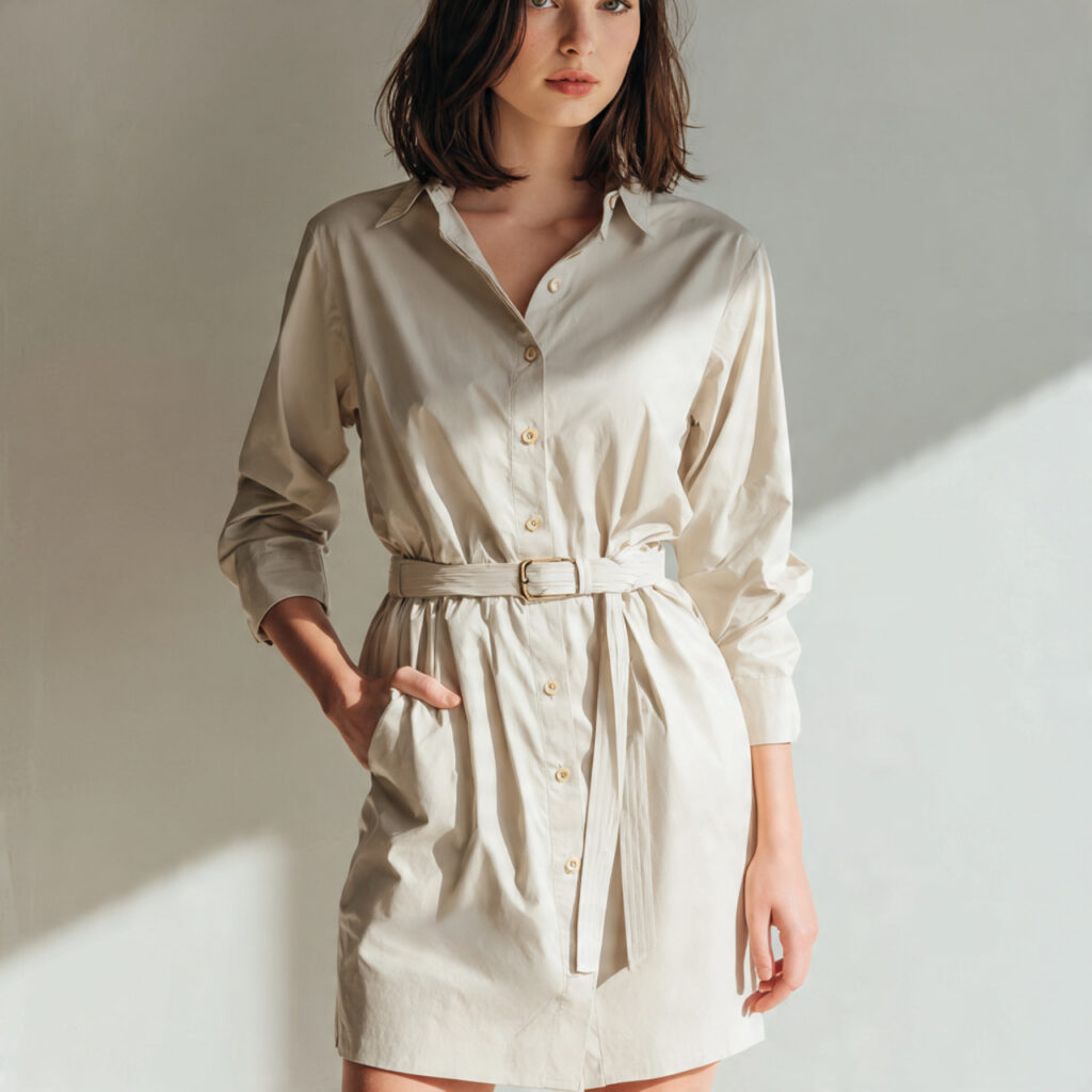 20 Best Minimalist Outfit Ideas to Stay Stylish with Less 18 Button-Up Dress with Belt