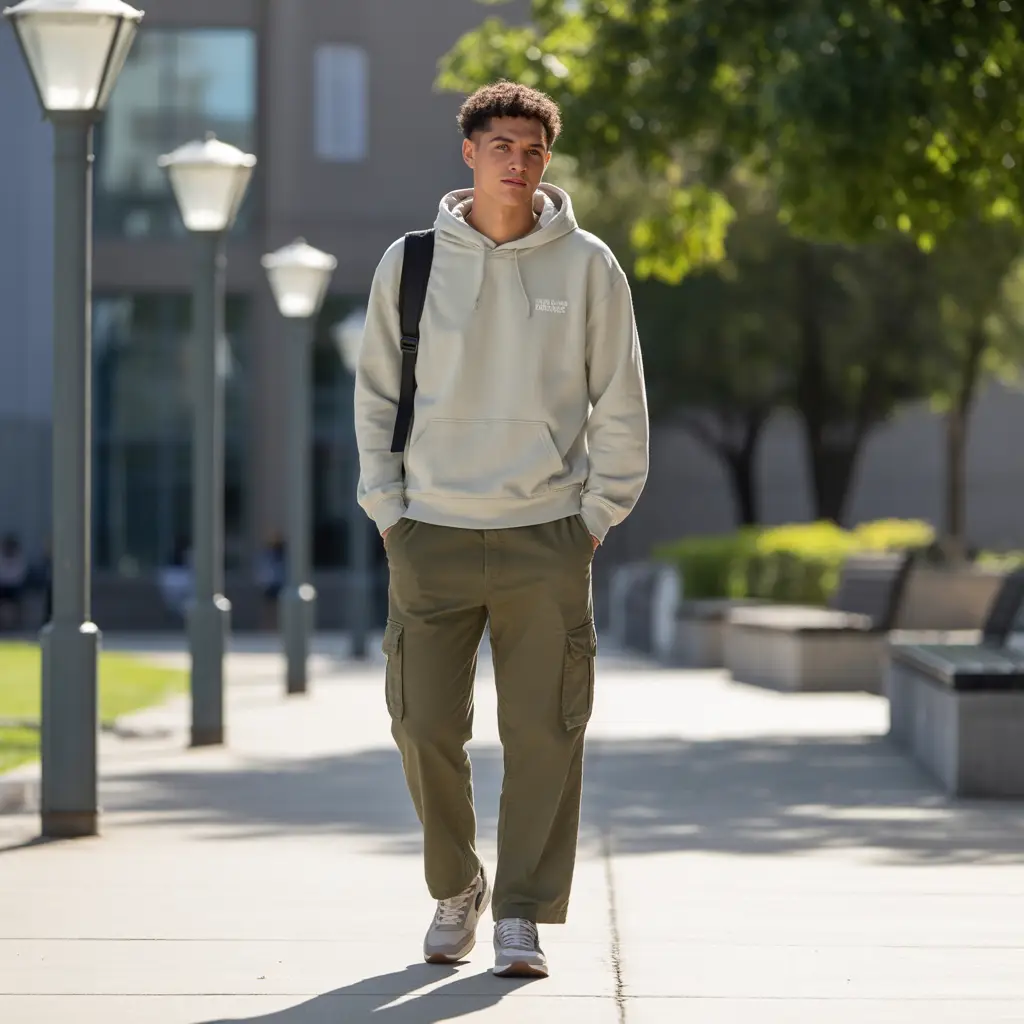 Cargo Pants and Cropped Hoodie Back to School Outfits