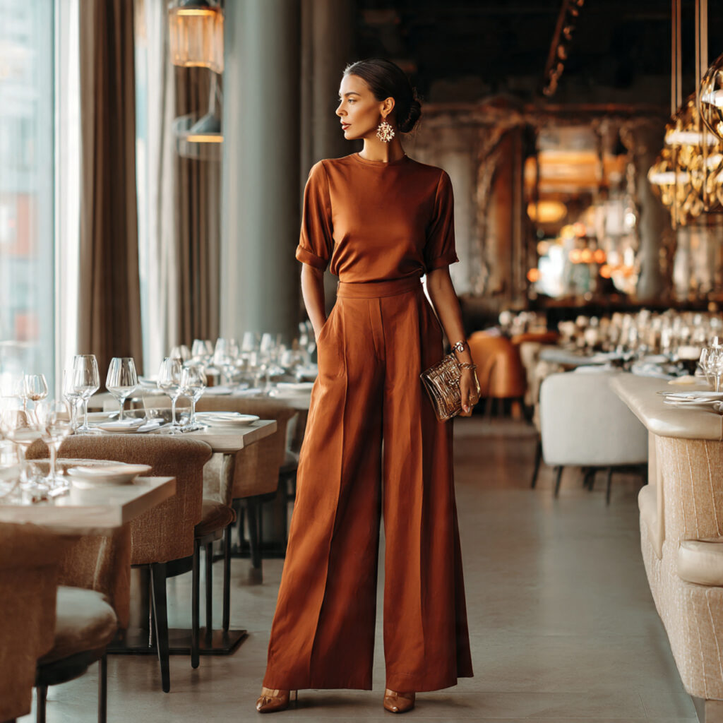 Chic Wide-Leg Trousers Birthday Dinner Outfit Looks