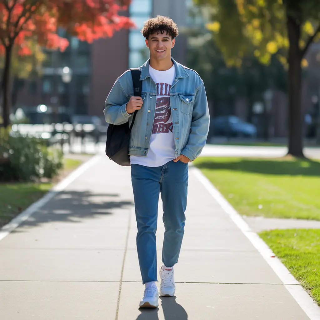 Classic Denim and Graphic Tee for Back to School Outfits