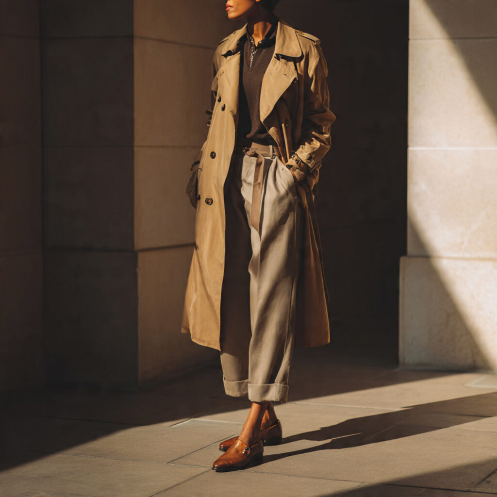 20 Best Minimalist Outfit Ideas to Stay Stylish with Less 19 Classic Trench with Cropped Trousers