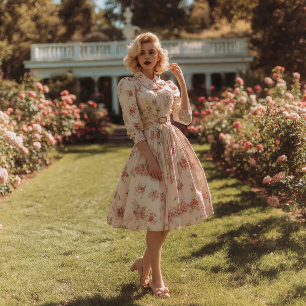 Coquette Outfit Ideas: Vintage-Inspired Floral Dress and Mary Jane Heels