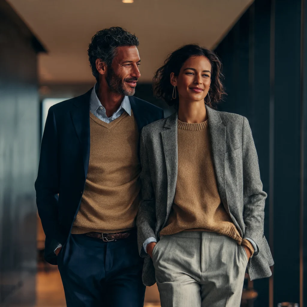 Fall Business Casual Outfits Layered with Lightweight Knitwear