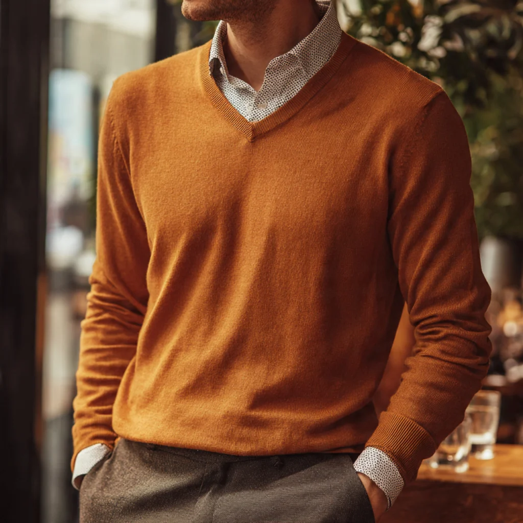 Fall Business Casual Outfits with Sweater-Over-Shirt