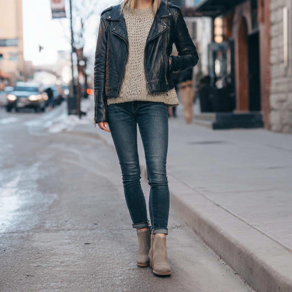 20 Best Casual Winter Outfits for Effortless Cold-Season Style 17 Faux Leather Jackets with Winter Layers