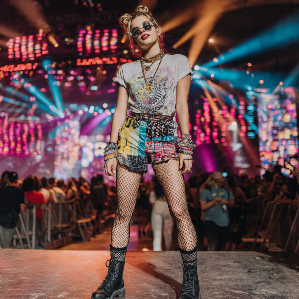 22 Best Rock Concert Outfit Looks for Maximum Impact 16 Fishnet Layer Rock Concert Outfit Looks