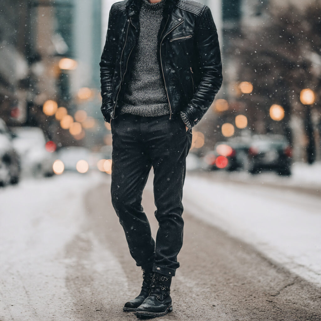 Leather Jacket Winter Fashion Outfits