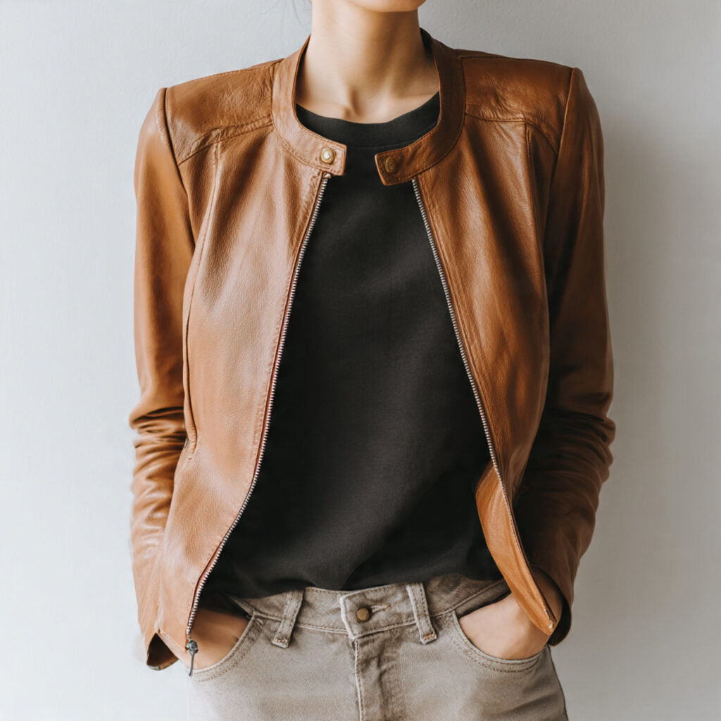 20 Best Minimalist Outfit Ideas to Stay Stylish with Less 15 Leather Jacket with Basic Top and Jeans