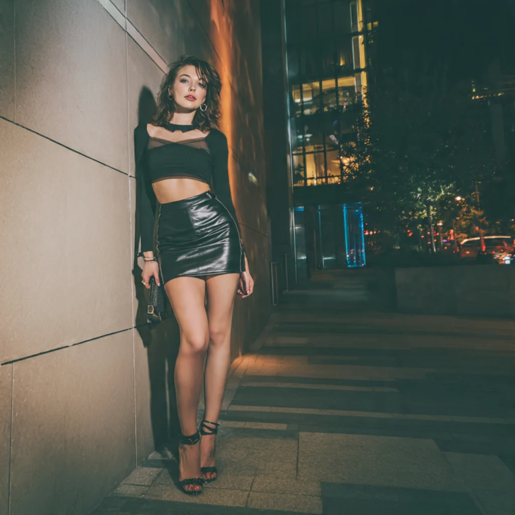 Leather Mini and Heels