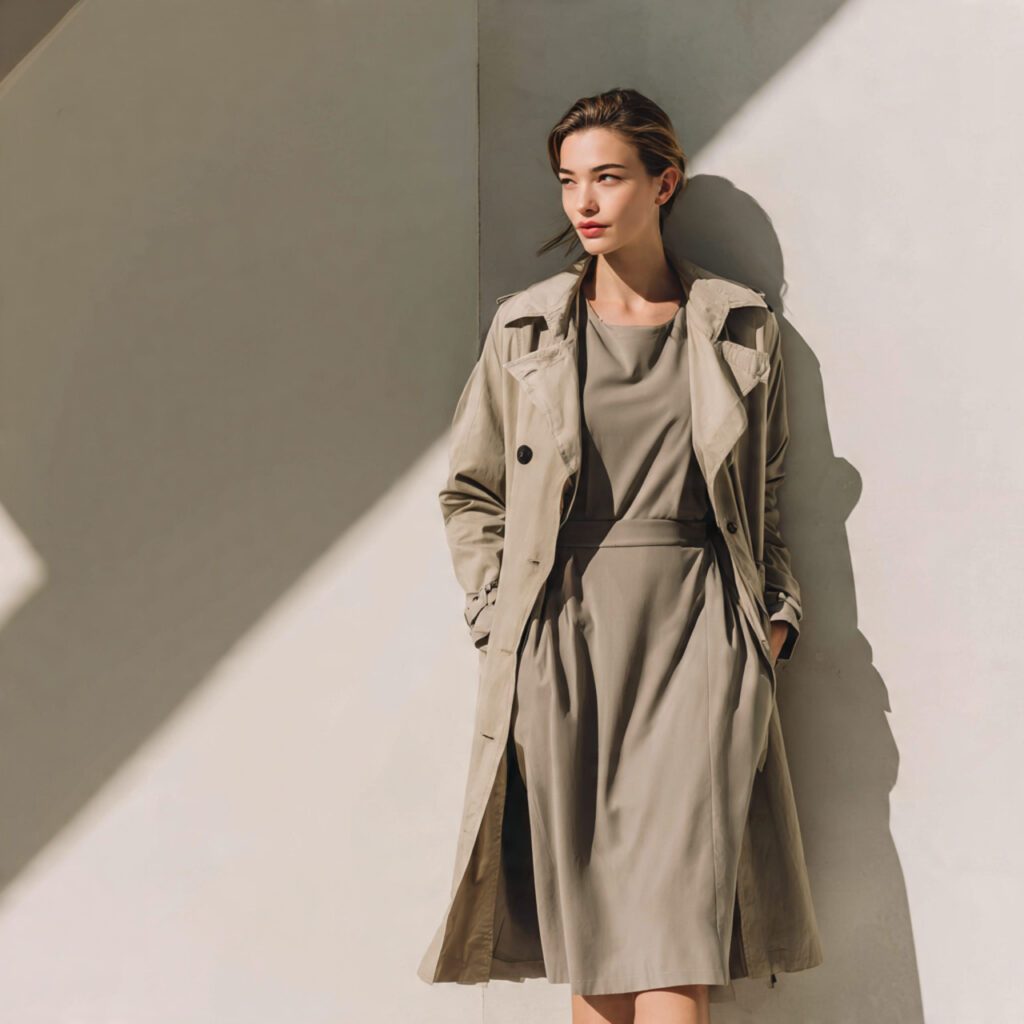 20 Best Minimalist Outfit Ideas to Stay Stylish with Less 16 Lightweight Trench Coat with Dress