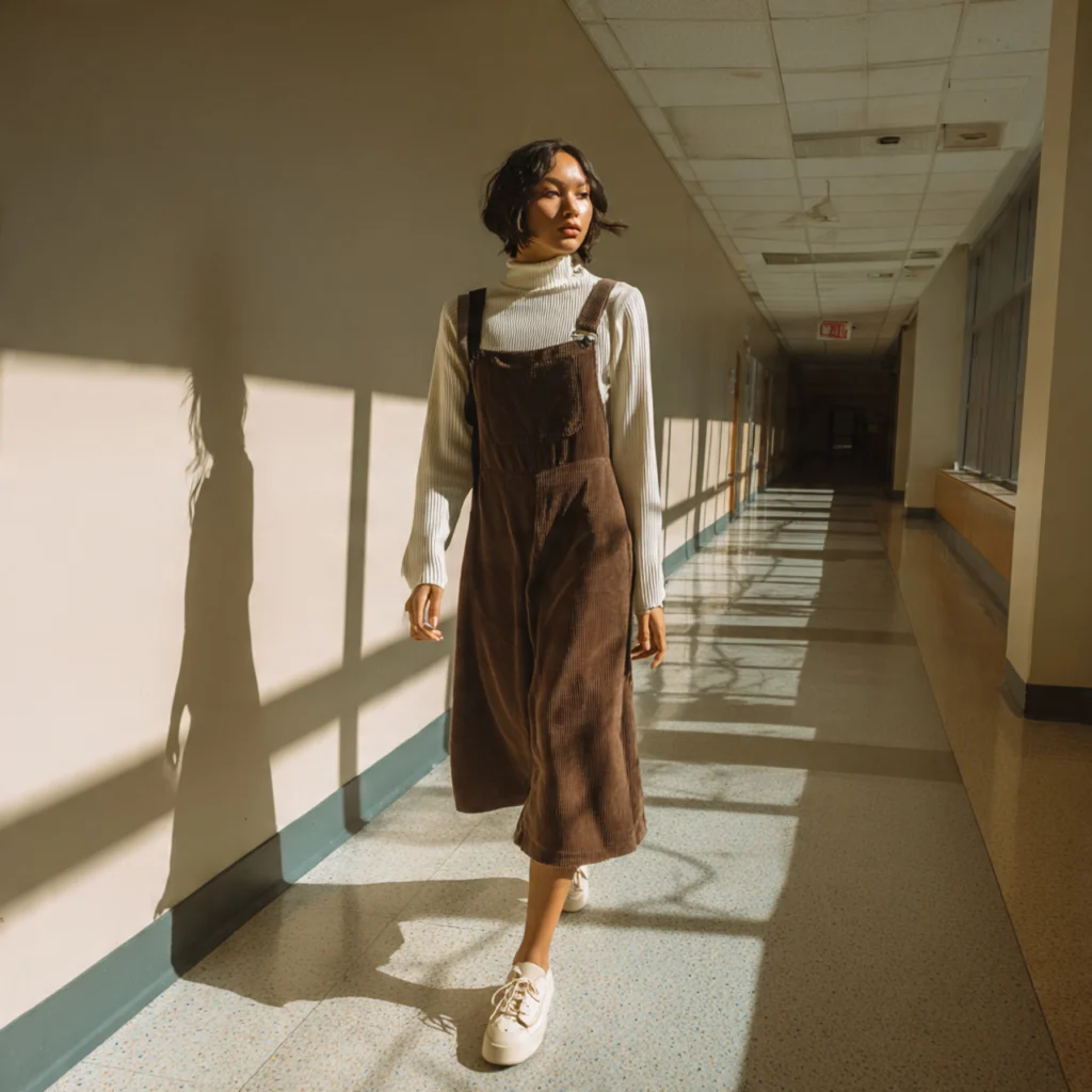 Lightweight Turtleneck Under a Pinafore