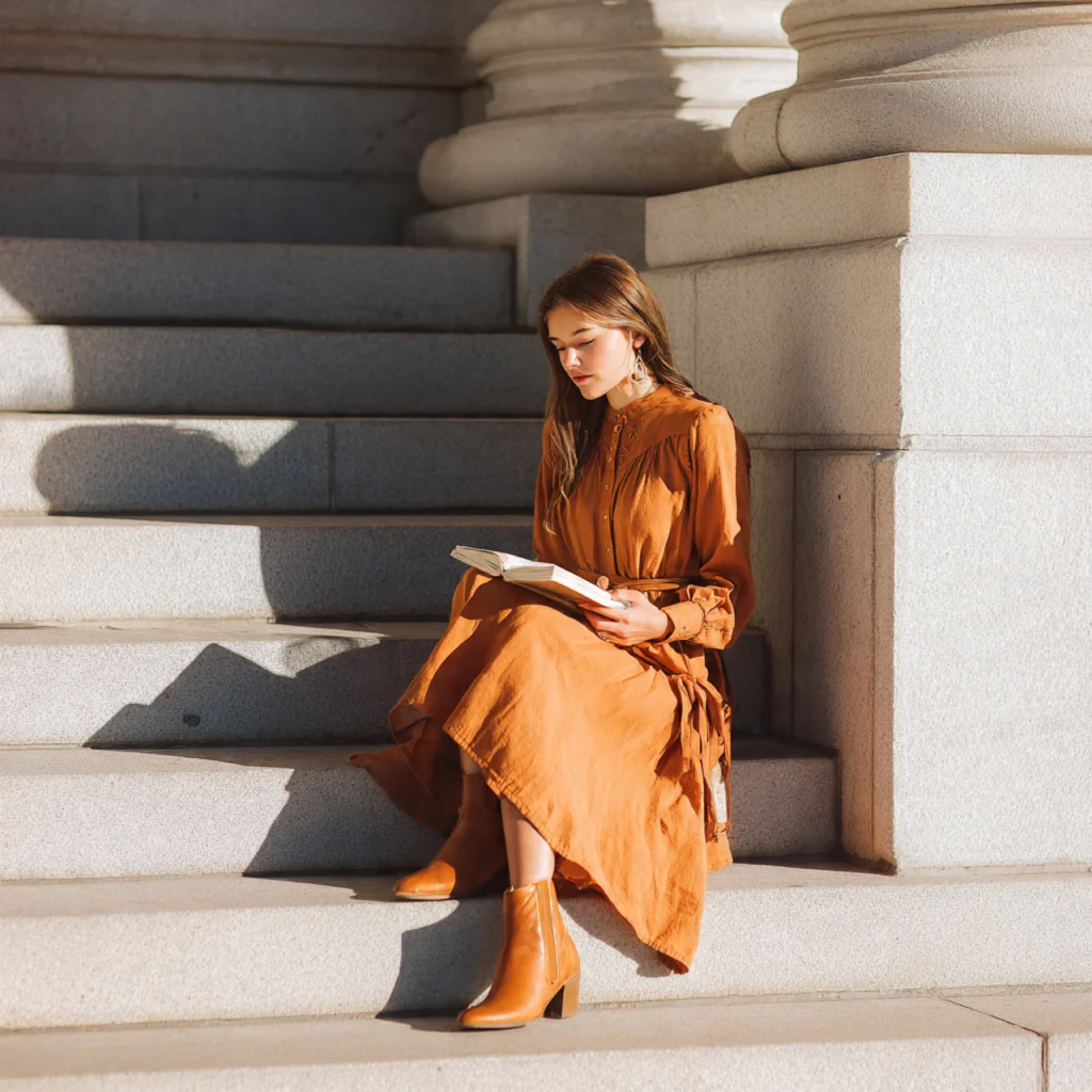 Long-Sleeve Dress with Belt