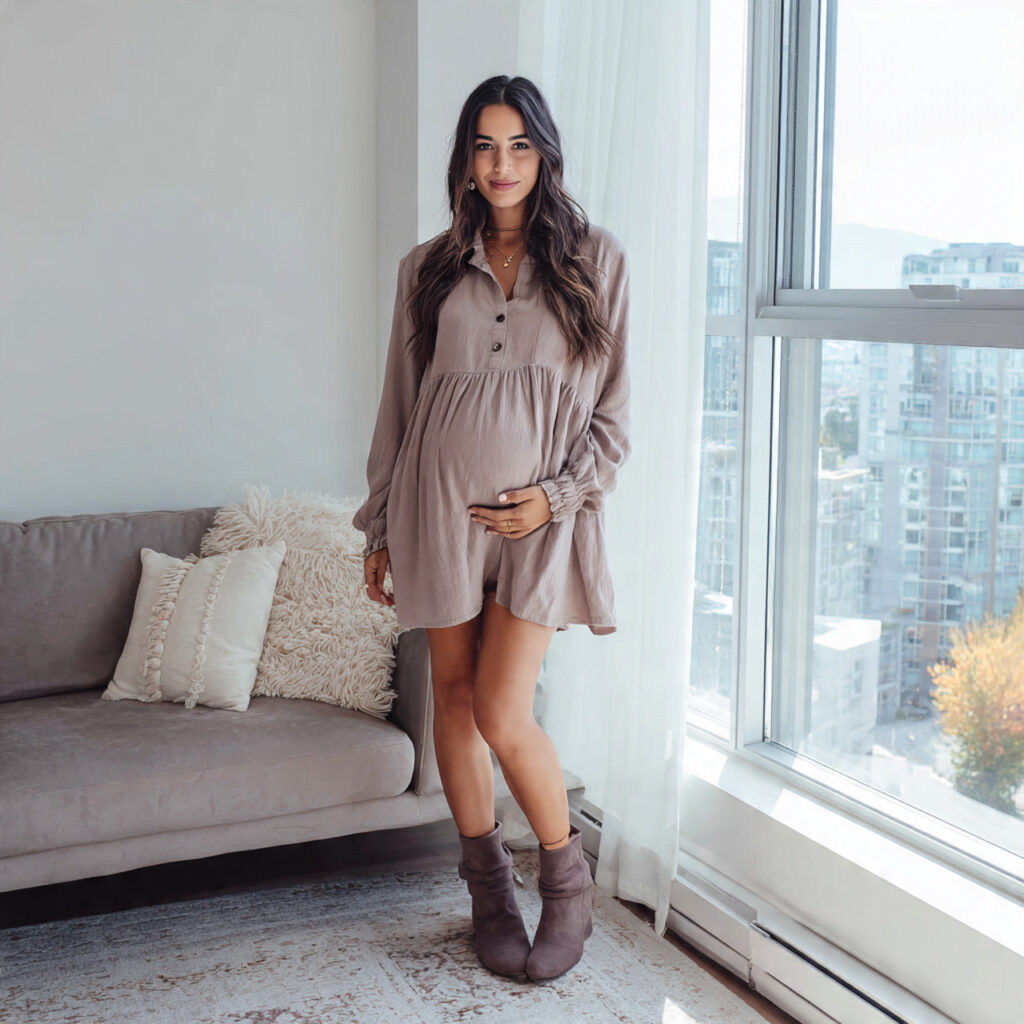 20 Trendy Cute Maternity Outfit Ideas to Stay Stylish and Comfortable 16 Maternity Shirt Dresses