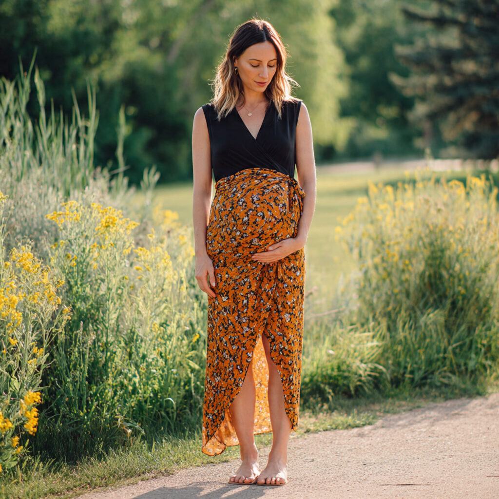 20 Trendy Cute Maternity Outfit Ideas to Stay Stylish and Comfortable 18 Maternity Wrap Skirts