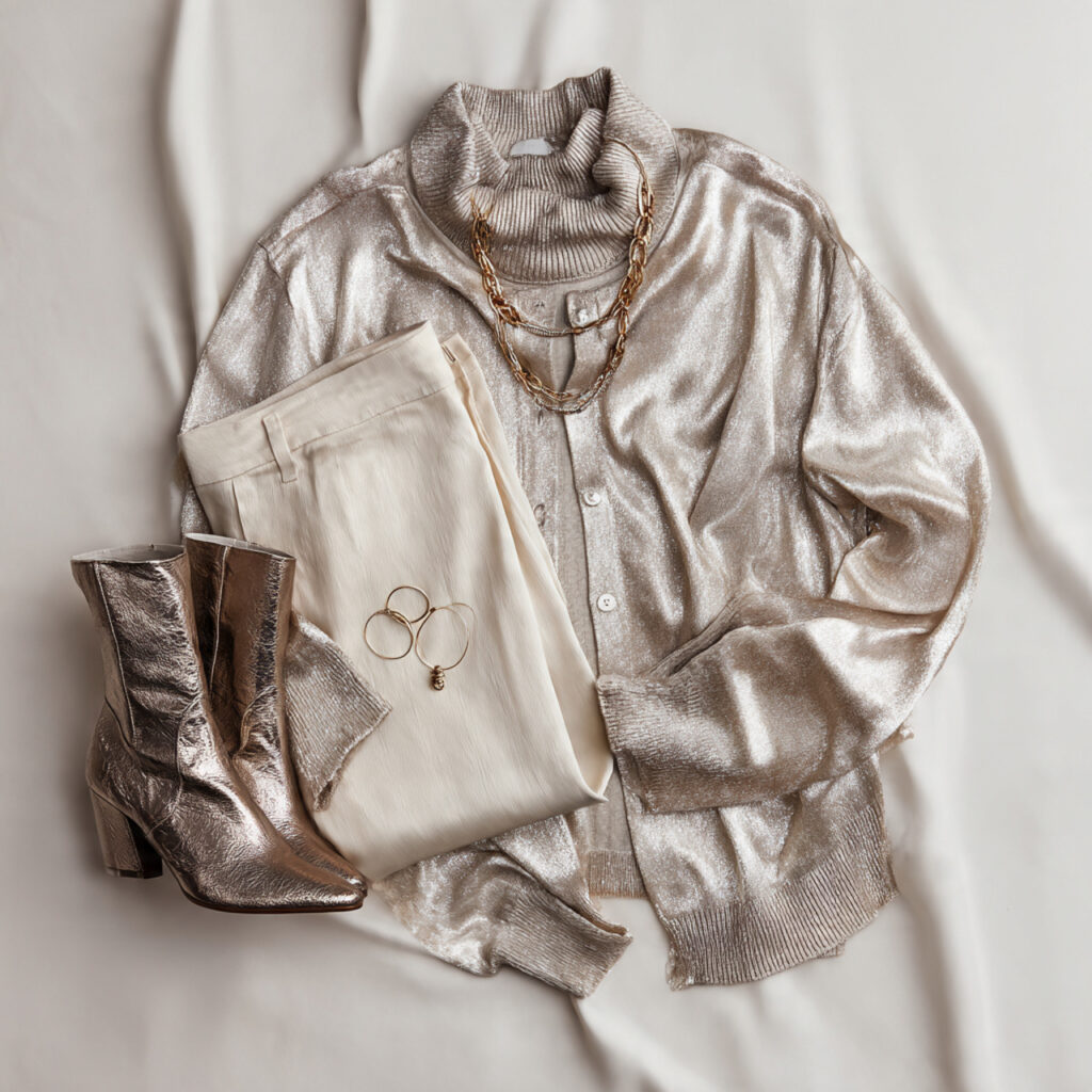 Metallic Neutral Birthday Dinner Outfit Looks