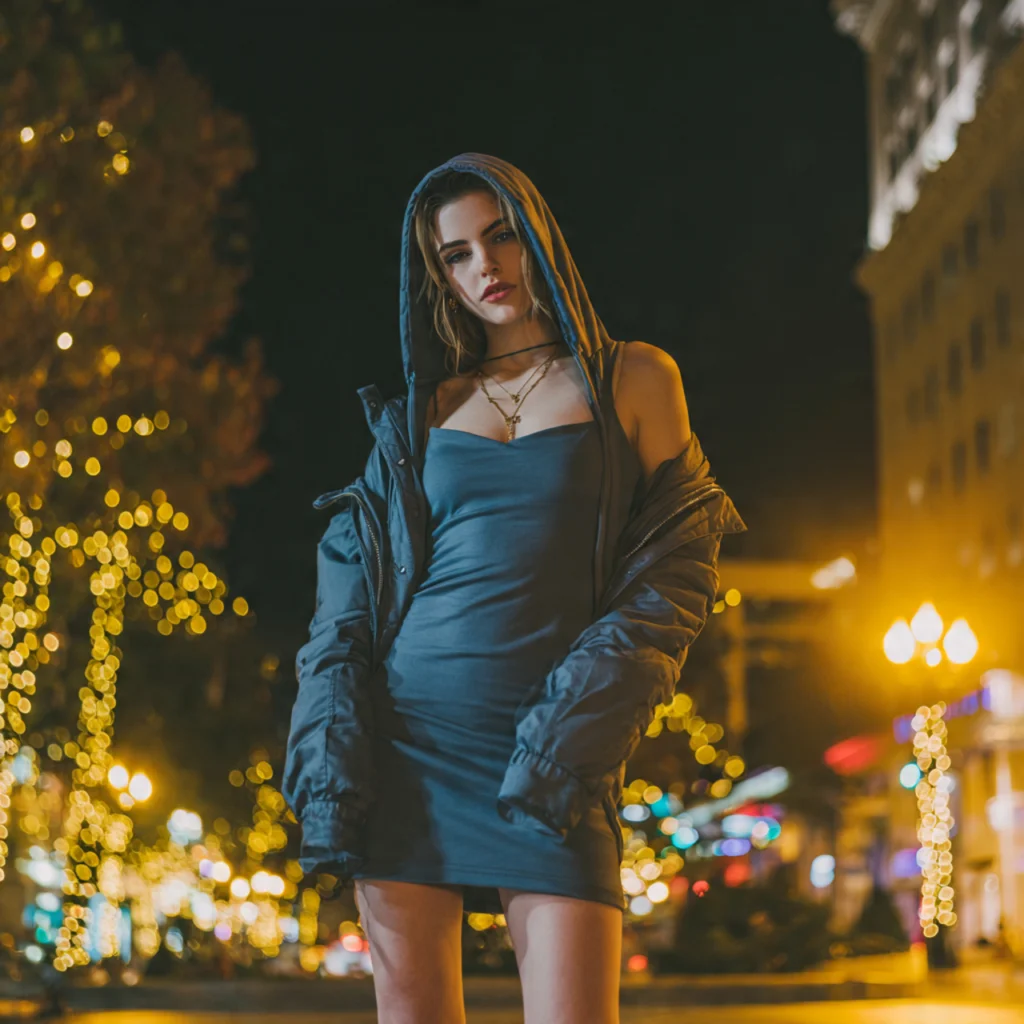 Mini Dress with Oversized Hoodie Jacket
