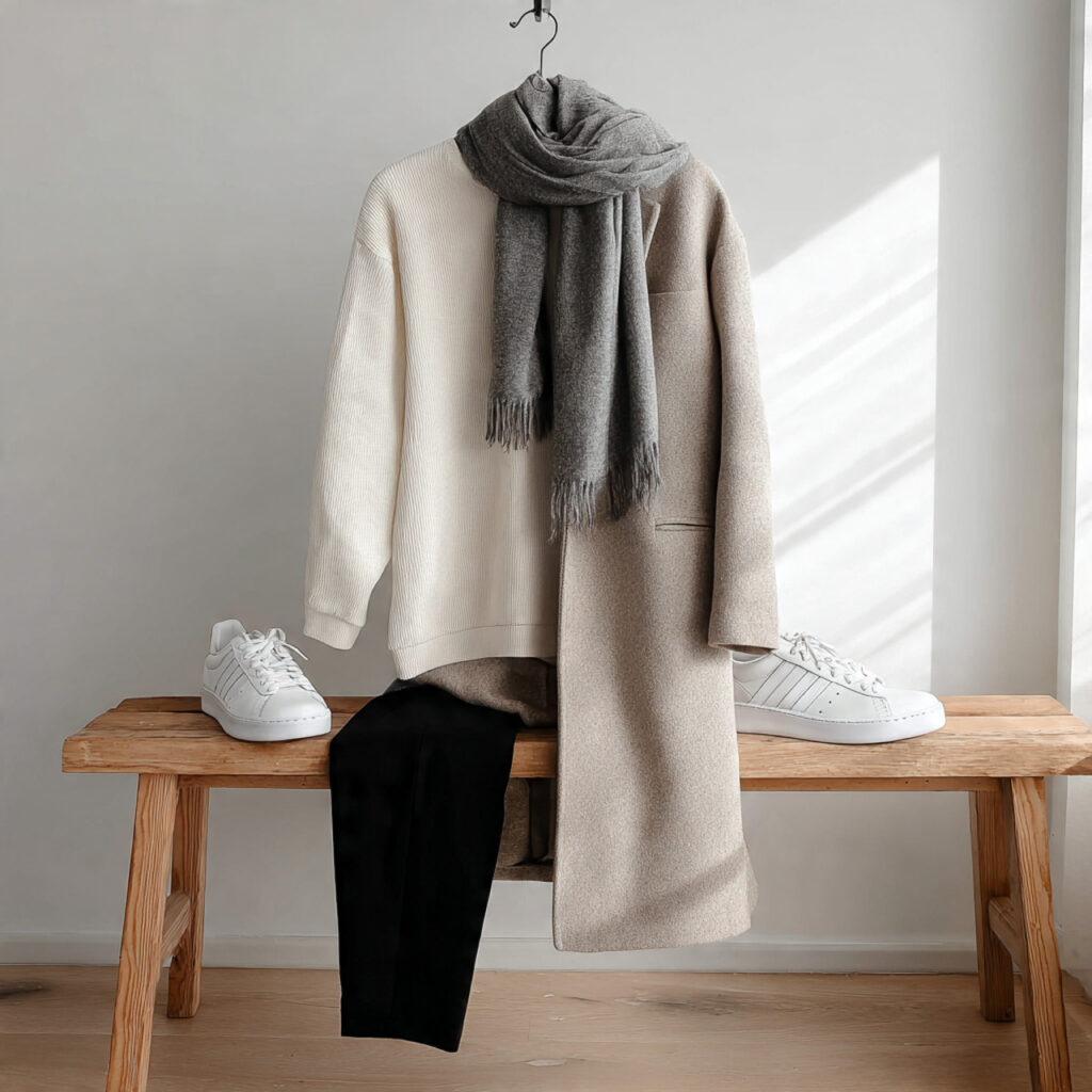 Minimalist Neutral Layers College Outfit Ideas Aesthetic
