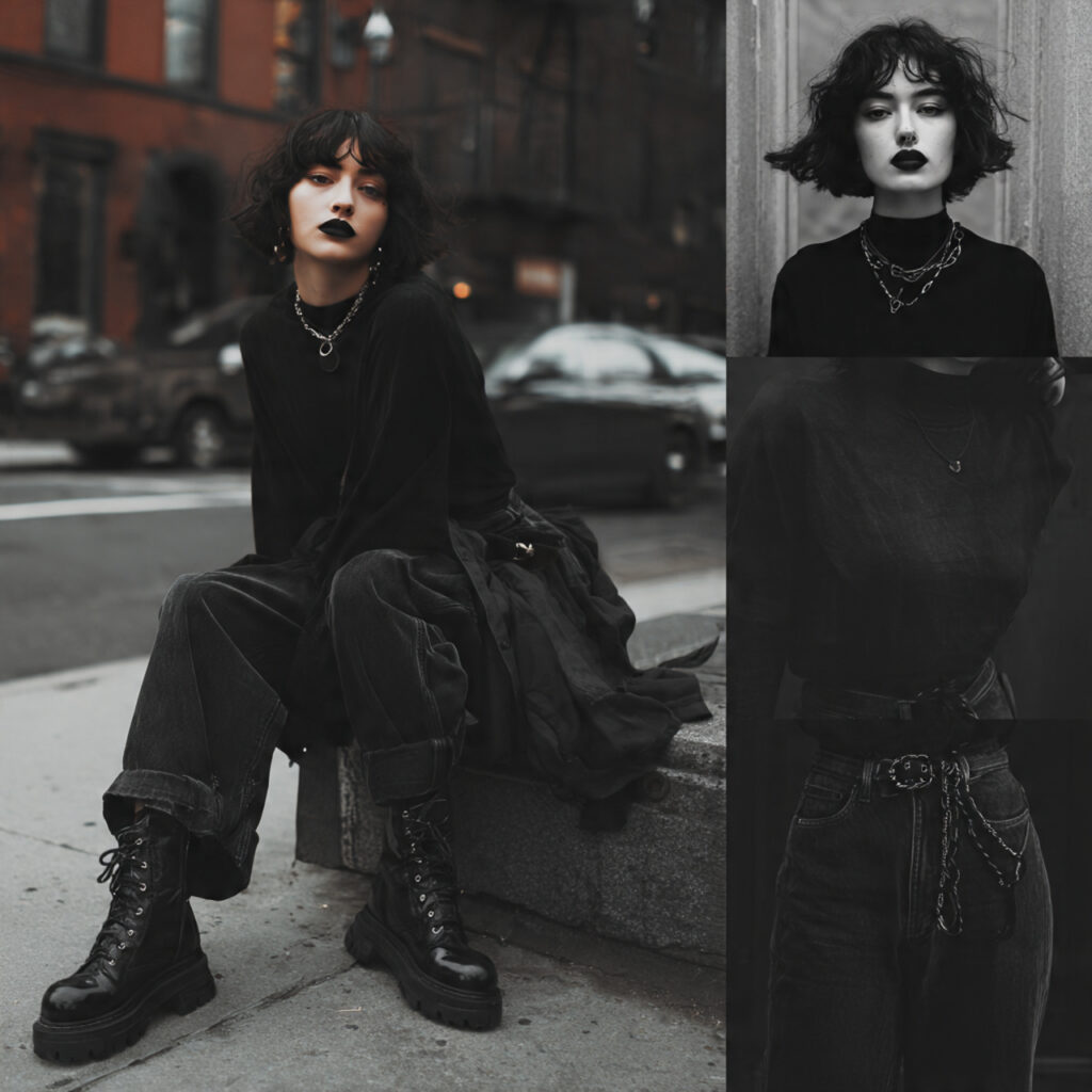 Monochrome Black Grunge Outfit Ideas