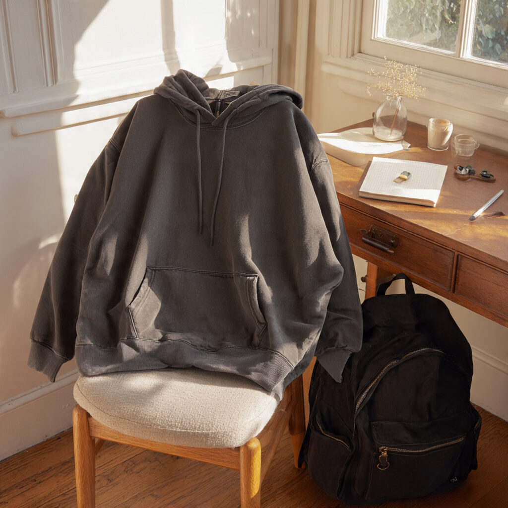 Oversized Hoodie and Straight-Leg Denim College Outfit Ideas Aesthetic