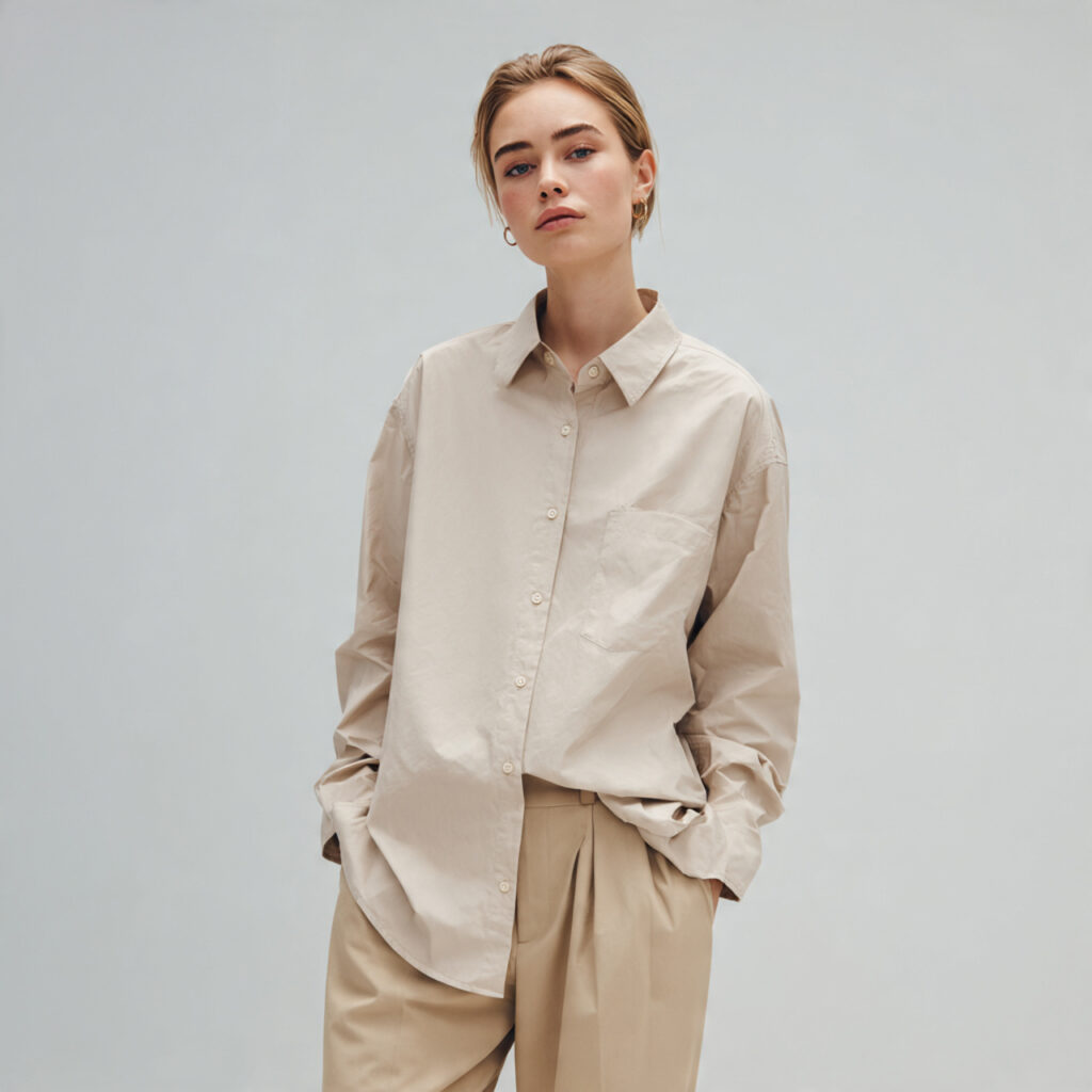 20 Best Minimalist Outfit Ideas to Stay Stylish with Less 8 Oversized Shirt with Straight-Leg Pants